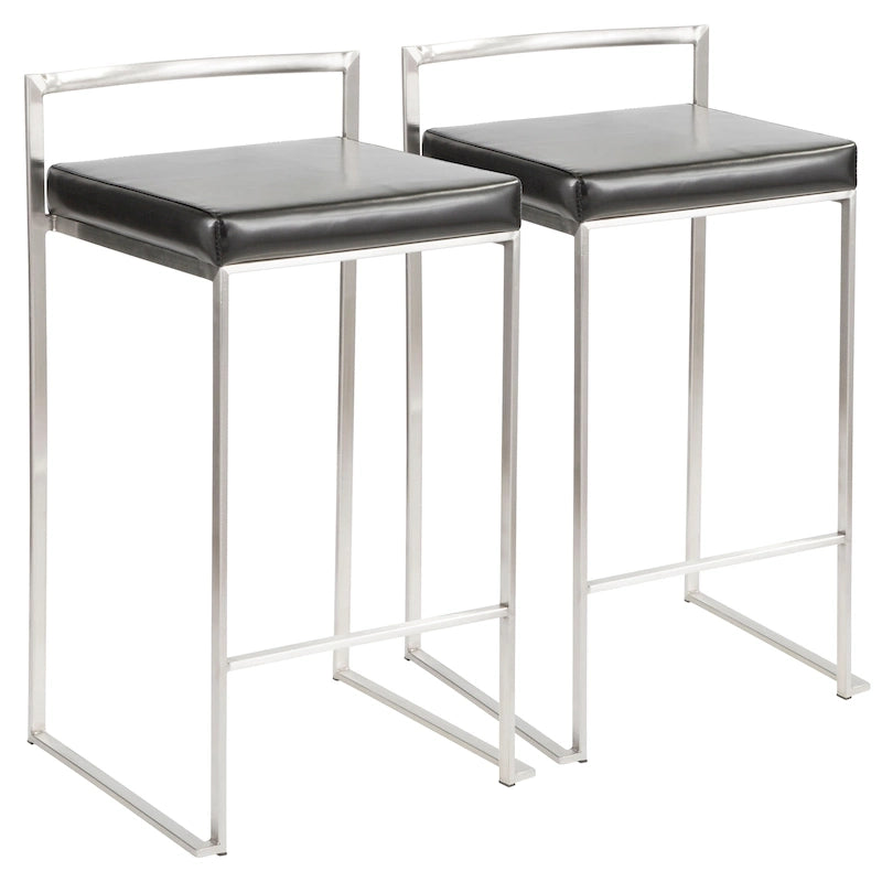 Tabouret de comptoir Forrest en acier inoxydable empilable et entièrement soudé (lot de 2)