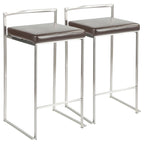 Tabouret de comptoir Forrest en acier inoxydable empilable et entièrement soudé (lot de 2)
