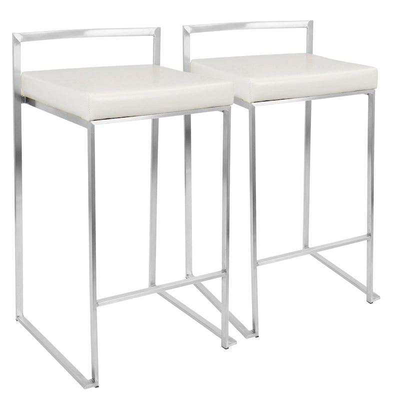 Tabouret de comptoir Forrest en acier inoxydable empilable et entièrement soudé (lot de 2)