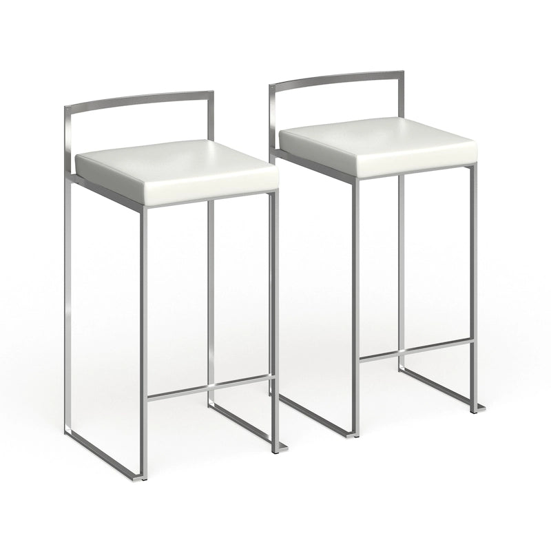 Tabouret de comptoir Forrest en acier inoxydable empilable et entièrement soudé (lot de 2)