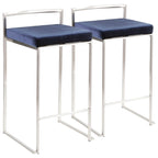 Tabouret de comptoir Forrest en acier inoxydable empilable et entièrement soudé (lot de 2)