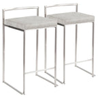Tabouret de comptoir Forrest en acier inoxydable empilable et entièrement soudé (lot de 2)