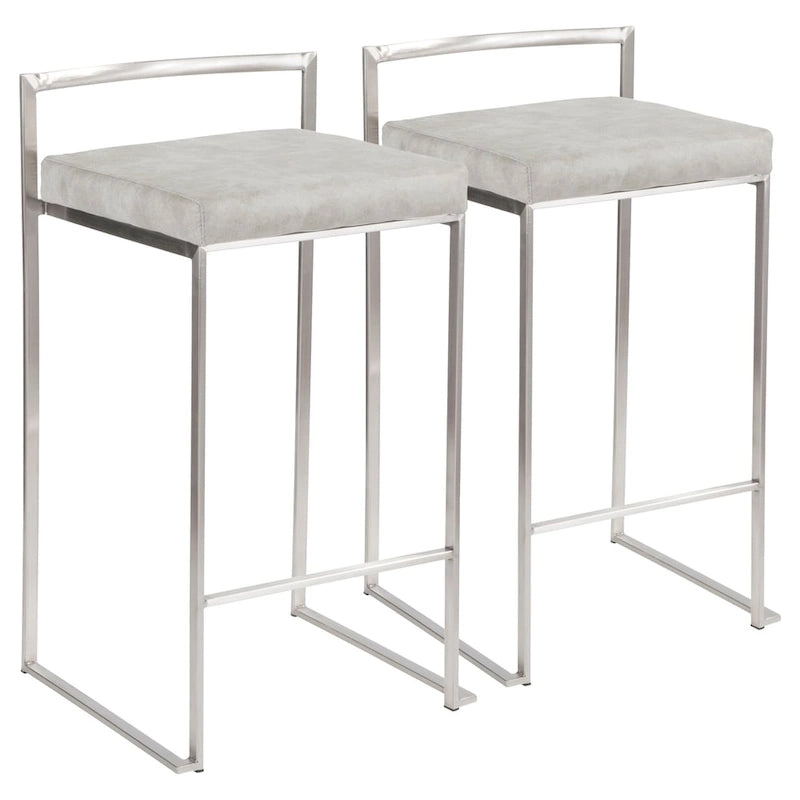 Tabouret de comptoir Forrest en acier inoxydable empilable et entièrement soudé (lot de 2)