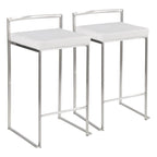 Tabouret de comptoir Forrest en acier inoxydable empilable et entièrement soudé (lot de 2)