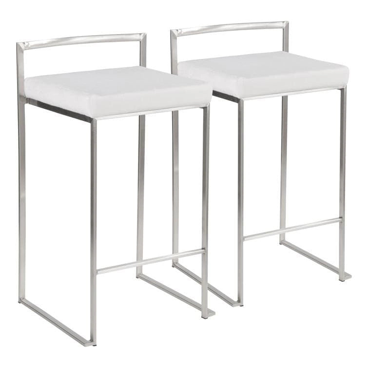 Tabouret de comptoir Forrest en acier inoxydable empilable et entièrement soudé (lot de 2)