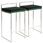 Tabouret de comptoir Forrest en acier inoxydable empilable et entièrement soudé (lot de 2)