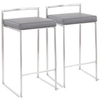 Tabouret de comptoir Forrest en acier inoxydable empilable et entièrement soudé (lot de 2)