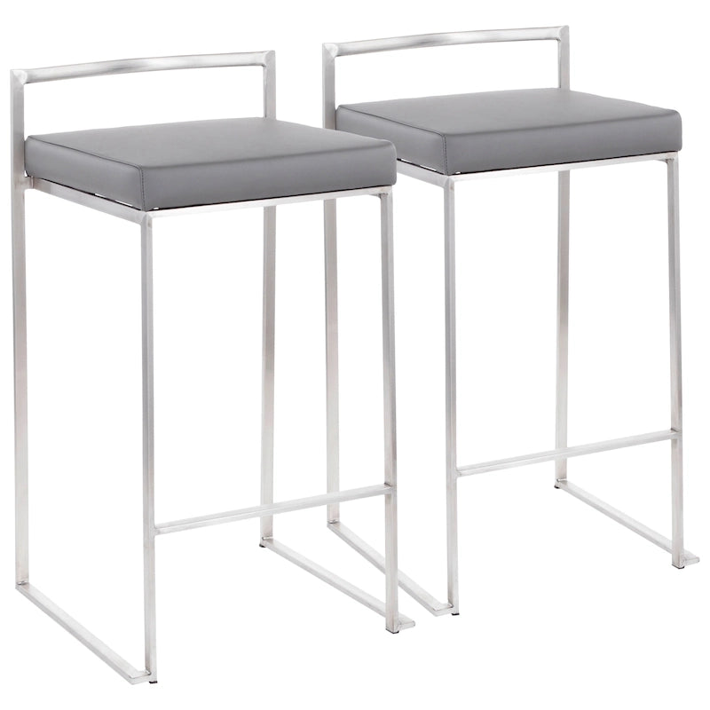 Tabouret de comptoir Forrest en acier inoxydable empilable et entièrement soudé (lot de 2)