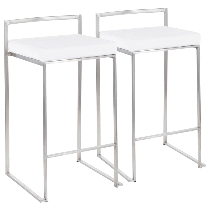 Tabouret de comptoir Forrest en acier inoxydable empilable et entièrement soudé (lot de 2)