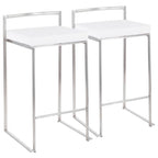 Tabouret de comptoir Forrest en acier inoxydable empilable et entièrement soudé (lot de 2)