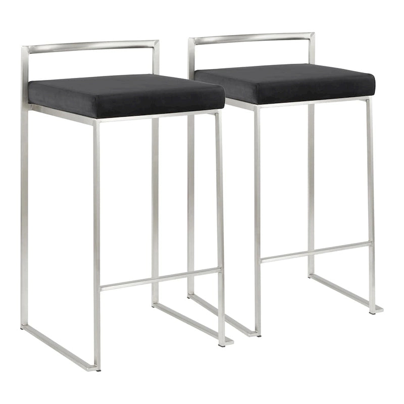Tabouret de comptoir Forrest en acier inoxydable empilable et entièrement soudé (lot de 2)