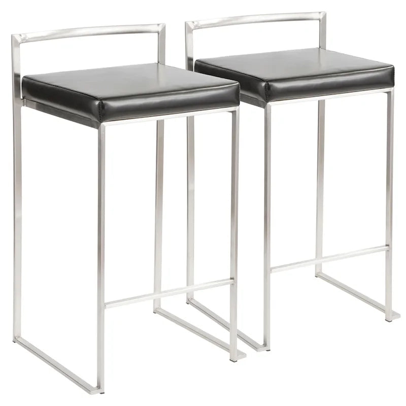 Tabouret de comptoir Forrest en acier inoxydable empilable et entièrement soudé (lot de 2)
