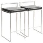 Tabouret de comptoir Forrest en acier inoxydable empilable et entièrement soudé (lot de 2)