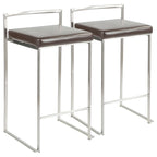 Tabouret de comptoir Forrest en acier inoxydable empilable et entièrement soudé (lot de 2)