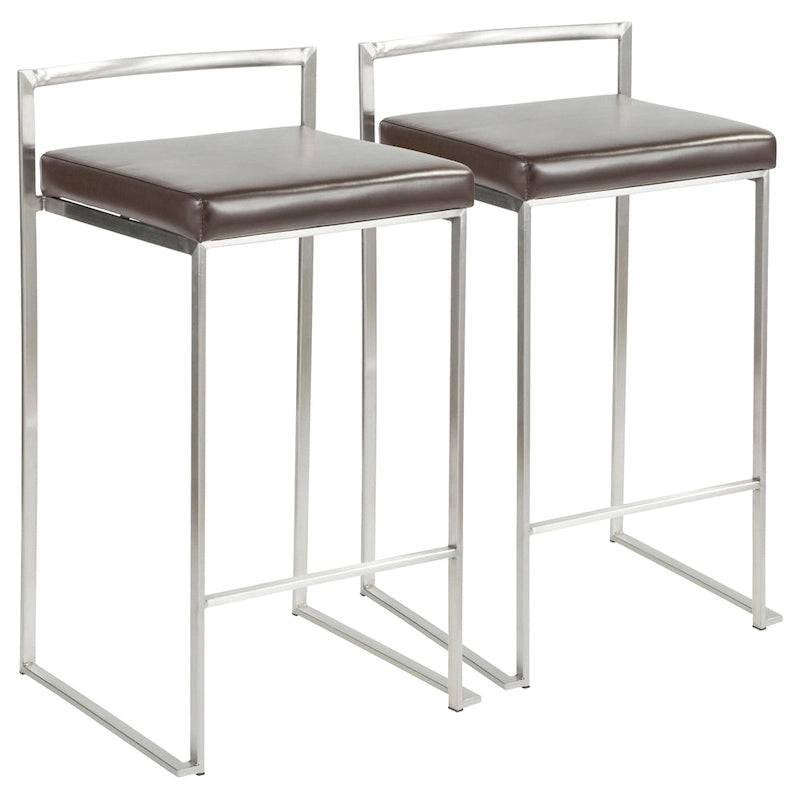 Tabouret de comptoir Forrest en acier inoxydable empilable et entièrement soudé (lot de 2)