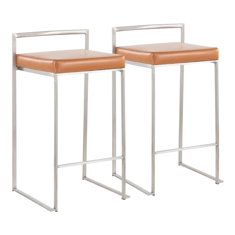 Tabouret de comptoir Forrest en acier inoxydable empilable et entièrement soudé (lot de 2)