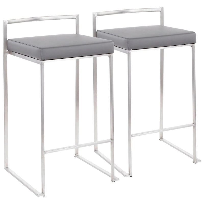Tabouret de comptoir Forrest en acier inoxydable empilable et entièrement soudé (lot de 2)