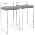 Tabouret de comptoir Forrest en acier inoxydable empilable et entièrement soudé (lot de 2)