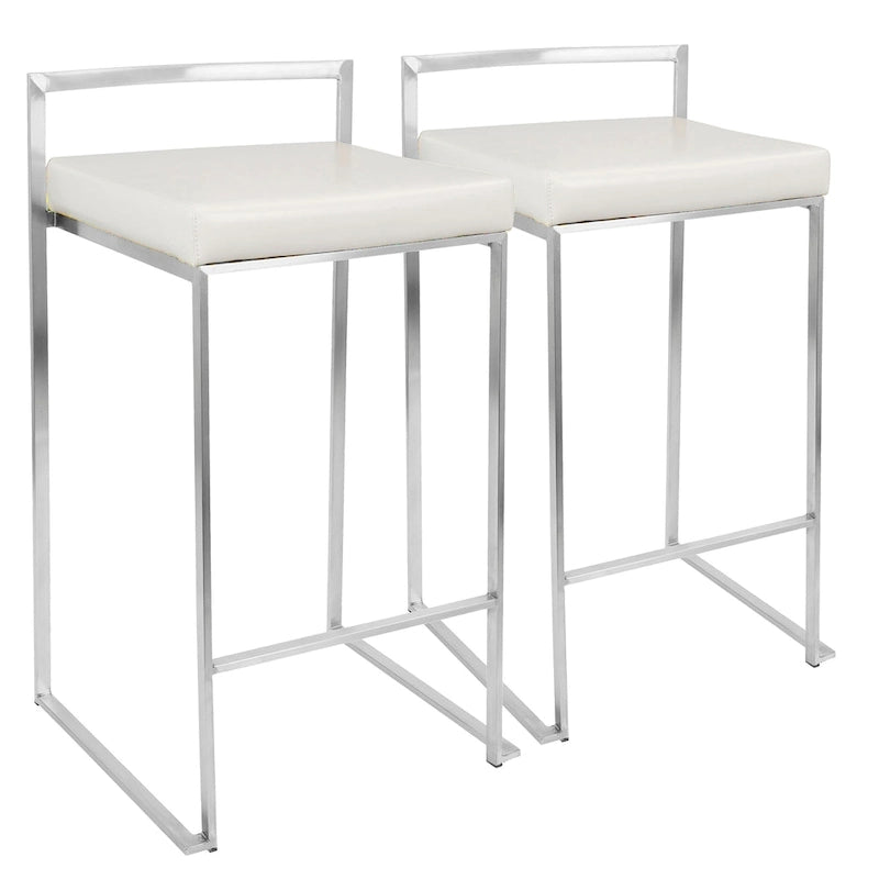 Tabouret de comptoir Forrest en acier inoxydable empilable et entièrement soudé (lot de 2)
