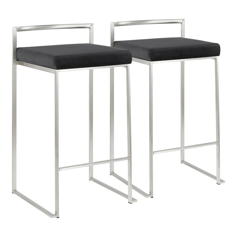 Tabouret de comptoir Forrest en acier inoxydable empilable et entièrement soudé (lot de 2)