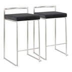 Tabouret de comptoir Forrest en acier inoxydable empilable et entièrement soudé (lot de 2)