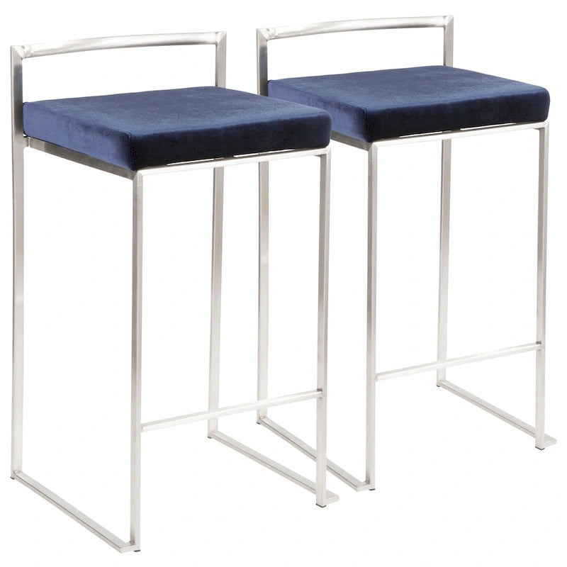 Tabouret de comptoir Forrest en acier inoxydable empilable et entièrement soudé (lot de 2)