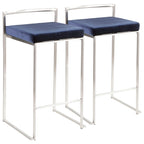 Tabouret de comptoir Forrest en acier inoxydable empilable et entièrement soudé (lot de 2)