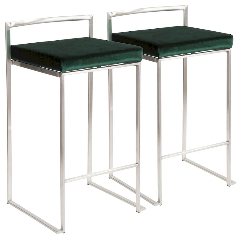 Tabouret de comptoir Forrest en acier inoxydable empilable et entièrement soudé (lot de 2)