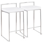 Tabouret de comptoir Forrest en acier inoxydable empilable et entièrement soudé (lot de 2)