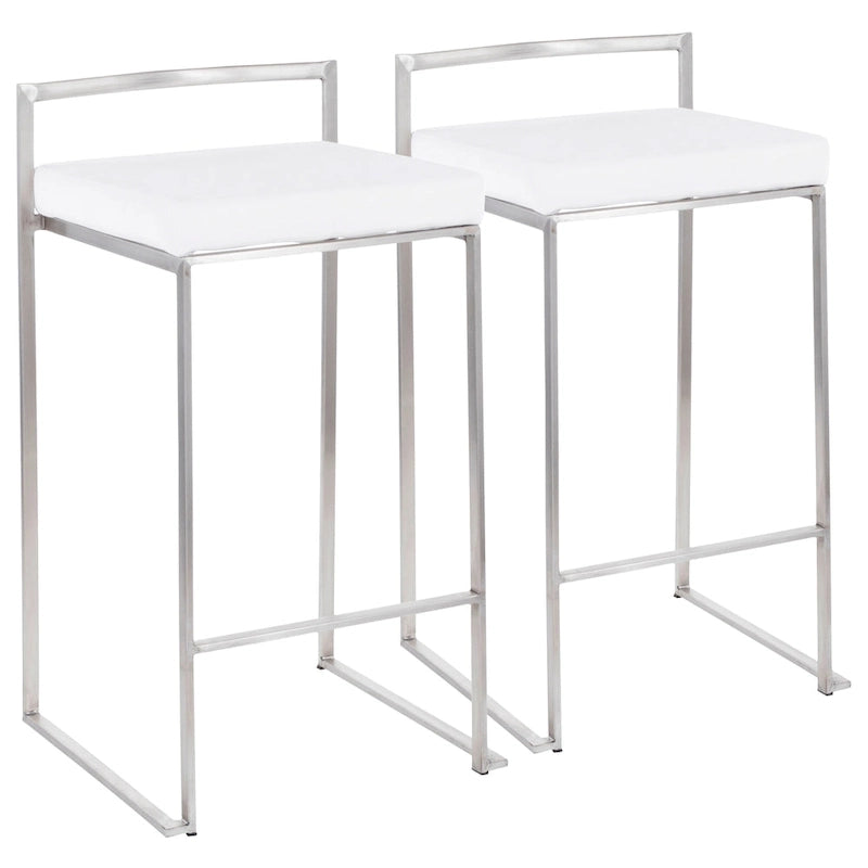 Tabouret de comptoir Forrest en acier inoxydable empilable et entièrement soudé (lot de 2)