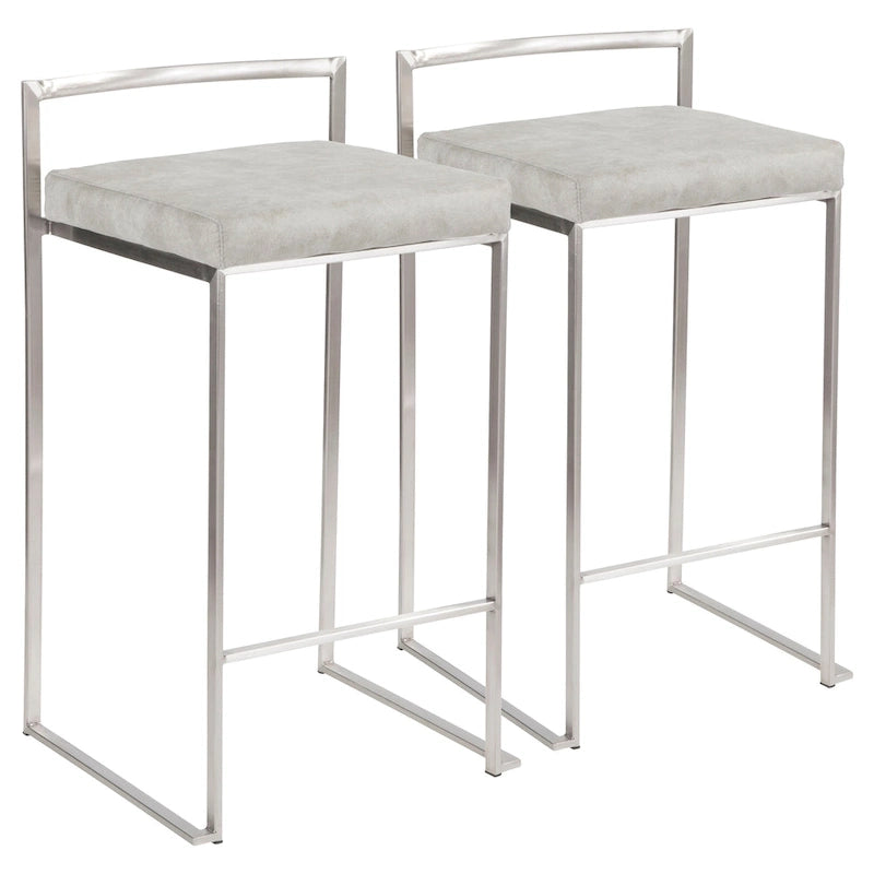 Tabouret de comptoir Forrest en acier inoxydable empilable et entièrement soudé (lot de 2)