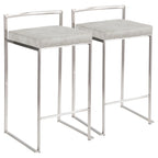 Tabouret de comptoir Forrest en acier inoxydable empilable et entièrement soudé (lot de 2)