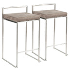 Tabouret de comptoir Forrest en acier inoxydable empilable et entièrement soudé (lot de 2)