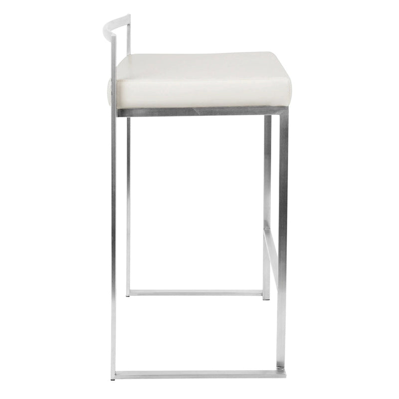 Tabouret de comptoir Forrest en acier inoxydable empilable et entièrement soudé (lot de 2)