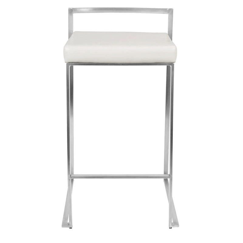 Tabouret de comptoir Forrest en acier inoxydable empilable et entièrement soudé (lot de 2)