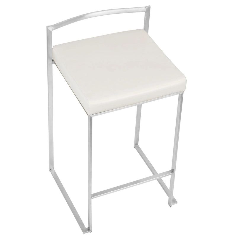 Tabouret de comptoir Forrest en acier inoxydable empilable et entièrement soudé (lot de 2)