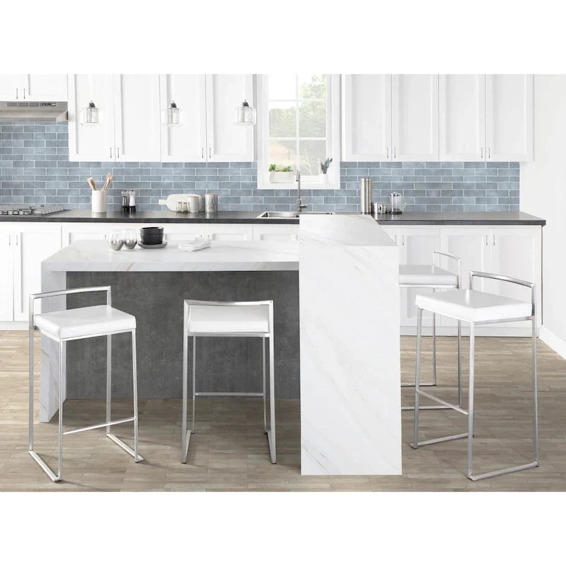 Tabouret de comptoir Forrest en acier inoxydable empilable et entièrement soudé (lot de 2)
