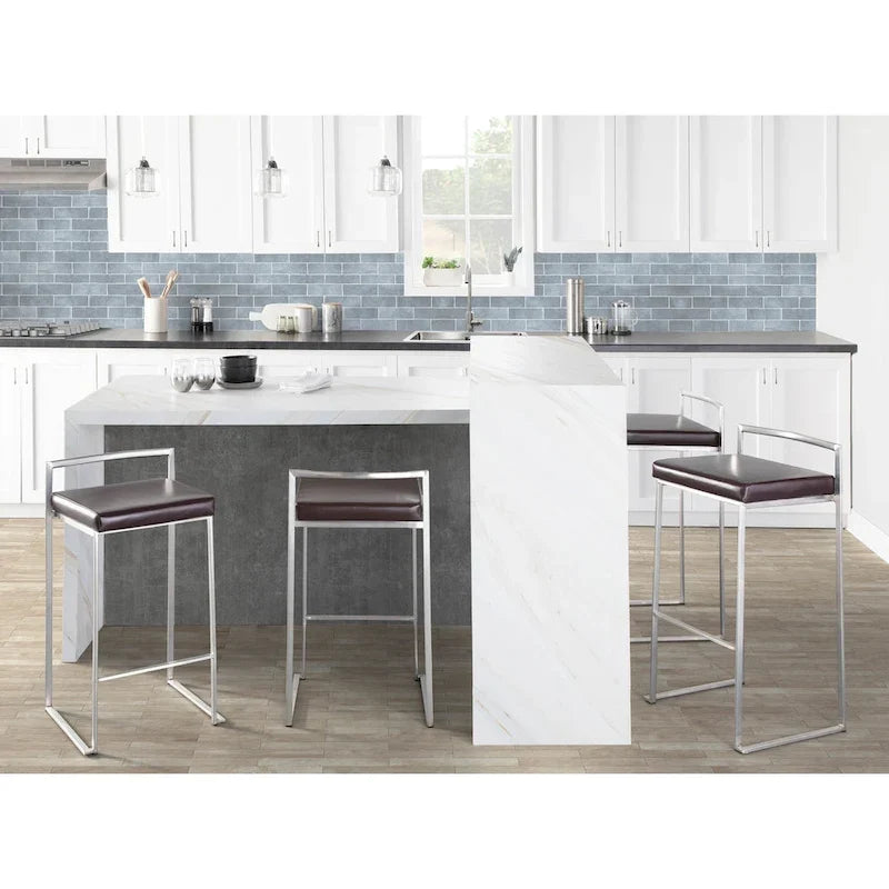 Tabouret de comptoir Forrest en acier inoxydable empilable et entièrement soudé (lot de 2)