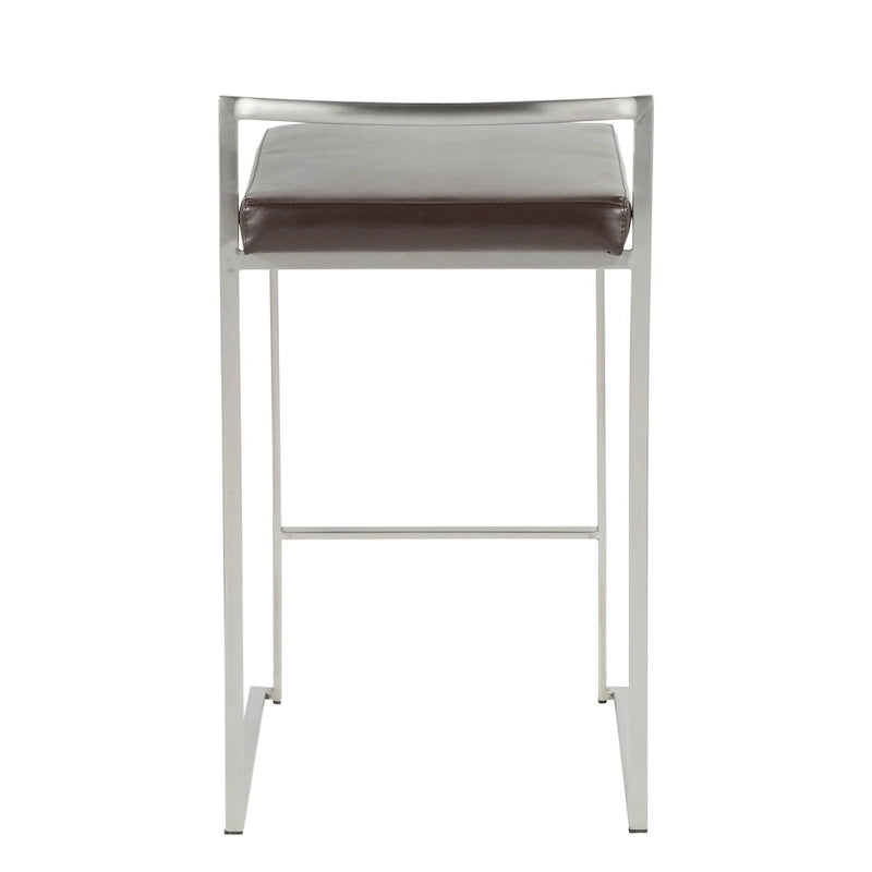 Tabouret de comptoir Forrest en acier inoxydable empilable et entièrement soudé (lot de 2)