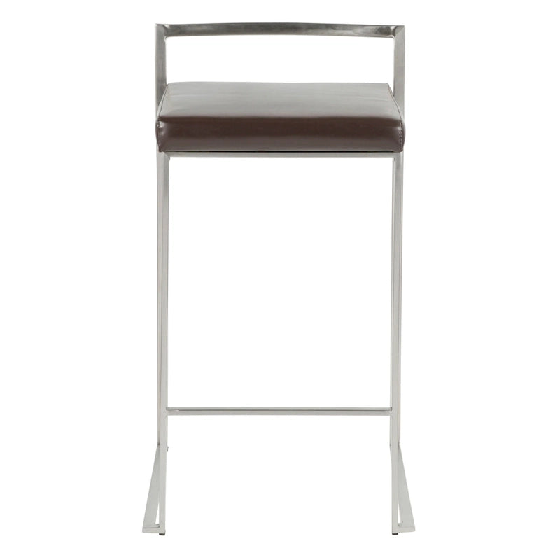 Tabouret de comptoir Forrest en acier inoxydable empilable et entièrement soudé (lot de 2)