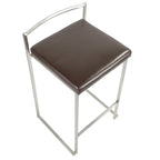Tabouret de comptoir Forrest en acier inoxydable empilable et entièrement soudé (lot de 2)
