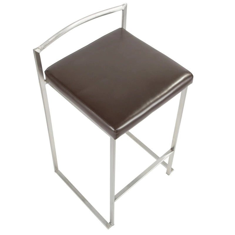 Tabouret de comptoir Forrest en acier inoxydable empilable et entièrement soudé (lot de 2)