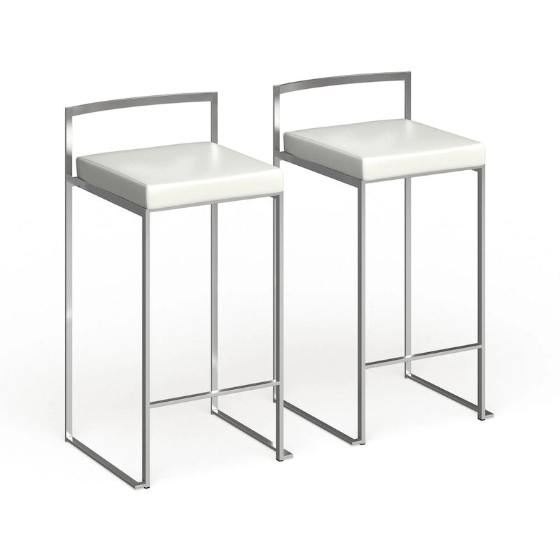 Tabouret de comptoir Forrest en acier inoxydable empilable et entièrement soudé (lot de 2)