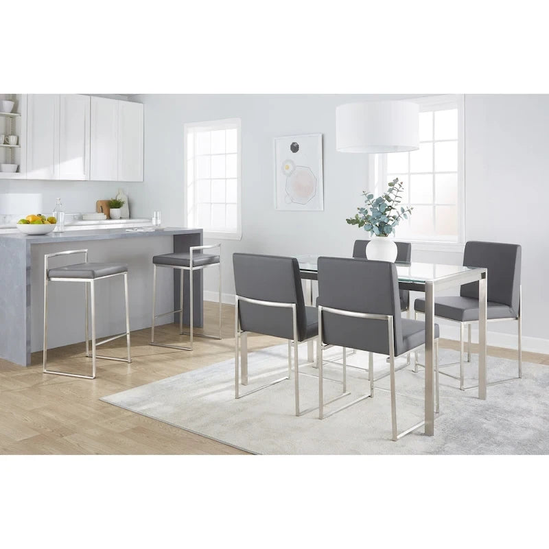 Tabouret de comptoir Forrest en acier inoxydable empilable et entièrement soudé (lot de 2)