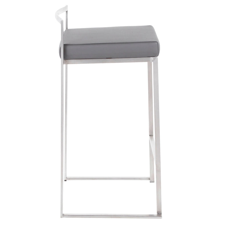 Tabouret de comptoir Forrest en acier inoxydable empilable et entièrement soudé (lot de 2)