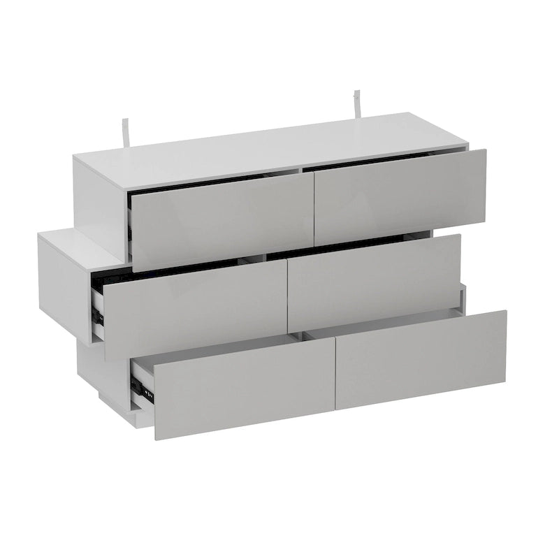 Commode à 6 tiroirs brillante Commode avec buffet au design décalé