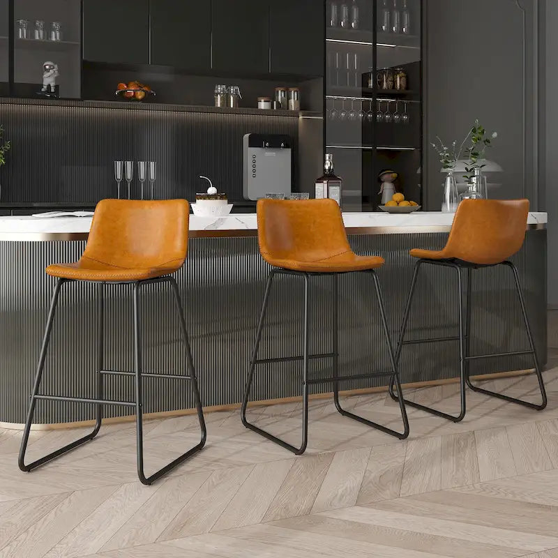 26 Tabourets de Bar Hauteur Comptoir, Tabourets de Comptoir Modernes en Cuir PU, Lot de 3