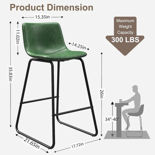 26 Tabourets de Bar Hauteur Comptoir, Tabourets de Comptoir Modernes en Cuir PU, Lot de 3