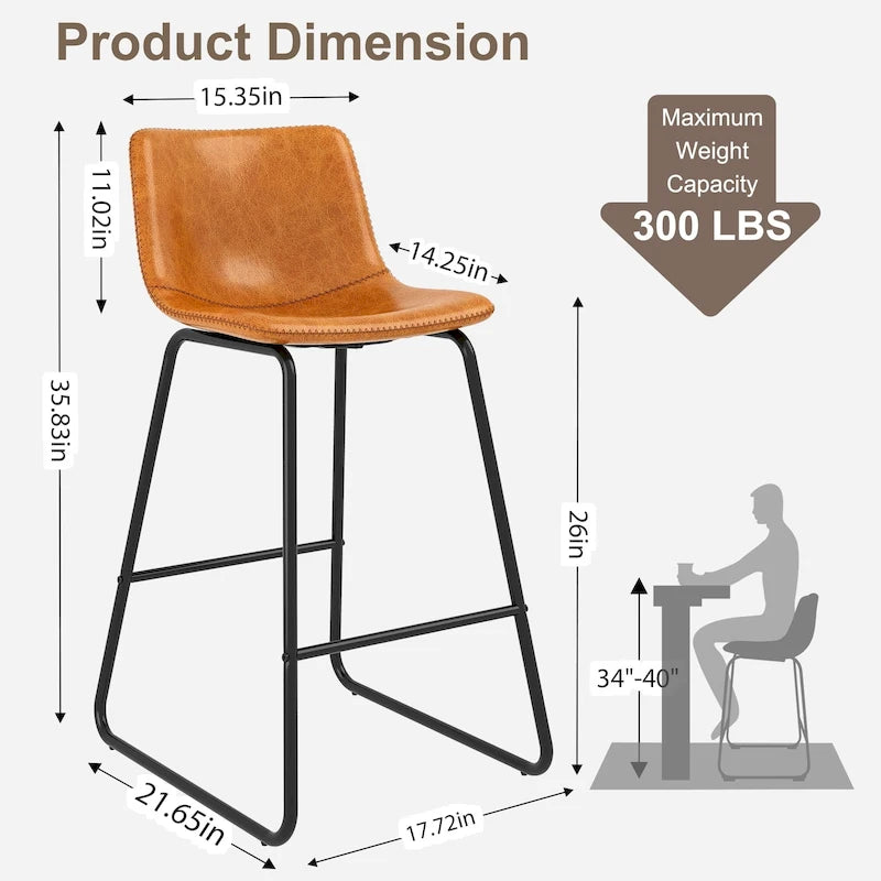 26 Tabourets de Bar Hauteur Comptoir, Tabourets de Comptoir Modernes en Cuir PU, Lot de 3