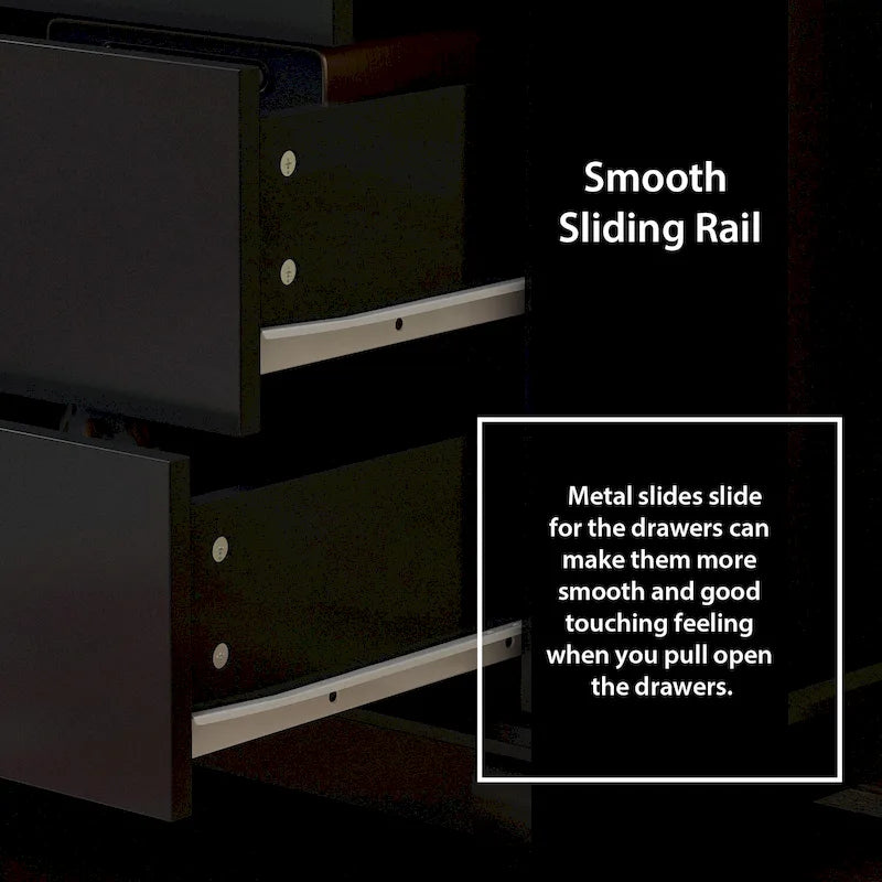 Commode laquée de 55,1 po, commode longue pour chambre à coucher